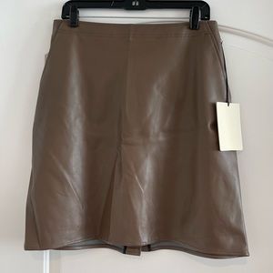 Deveaux New York Harley A-line Taupe Faux Leather Skirt